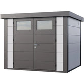 Abri en acier galvanisé gris blanc 6,4m² avec double porte Eleganto 2724 Telluria Ma boutique